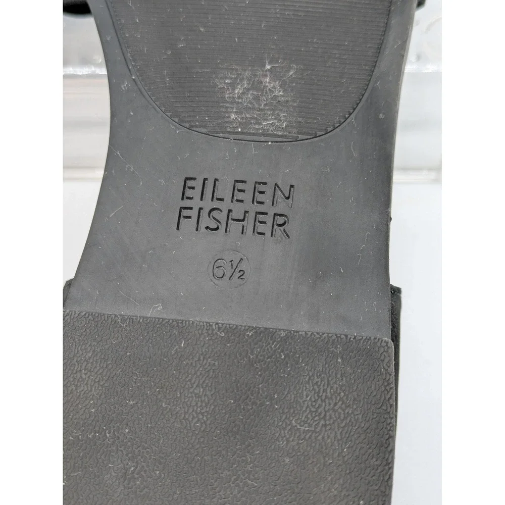 Eileen Fisher Womens Sandals 6.5 Black Ankle Zip Flat Strappy Minimalist